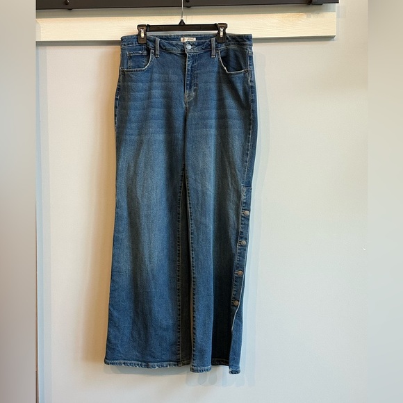 Nili Lotan Wide leg button side denim jeans Size 14 - Picture 2 of 12